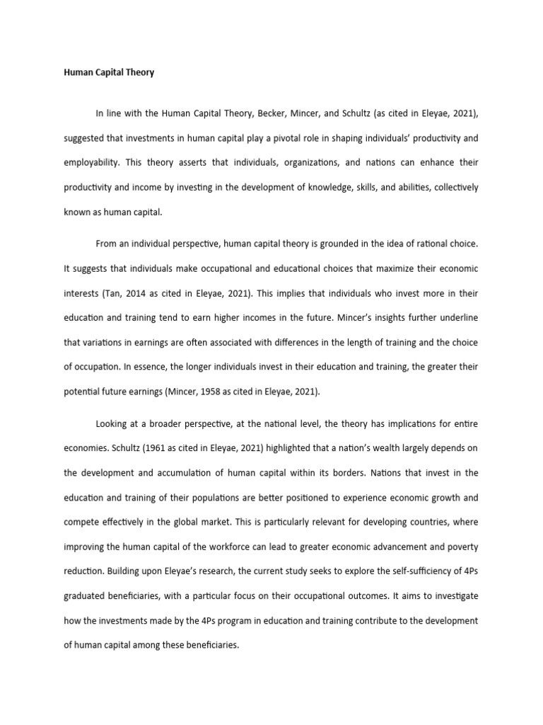 Human Capital Theory | PDF | Career & Growth