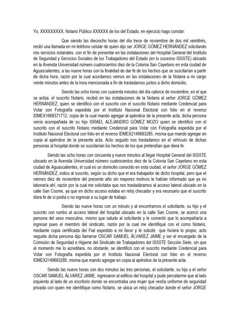 Fe de Hehcos Notariada | PDF