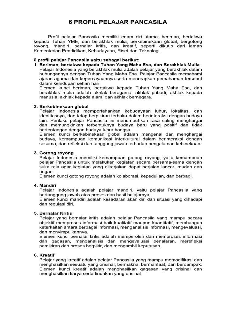 6 Profil Pelajar Pancasila Pdf