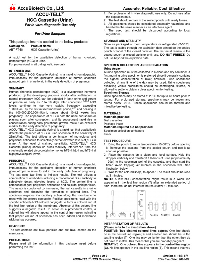 Hcg cassette urine insert pdf human chorionic gonadotropin