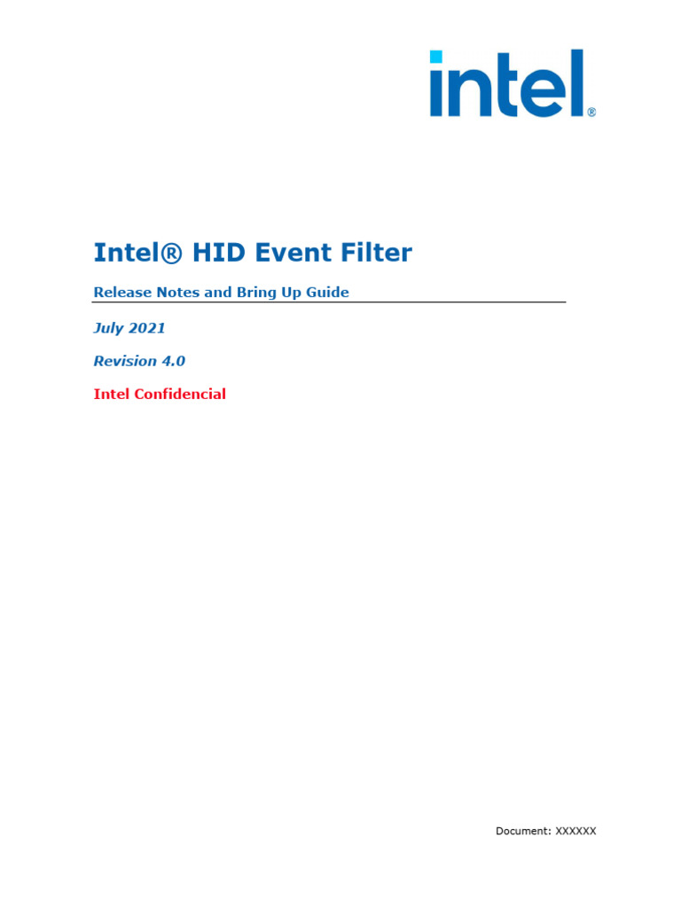 Intel (R) HID Event Filter Release Notes Bring Up Guide Rev4.0 PDF Bios Device