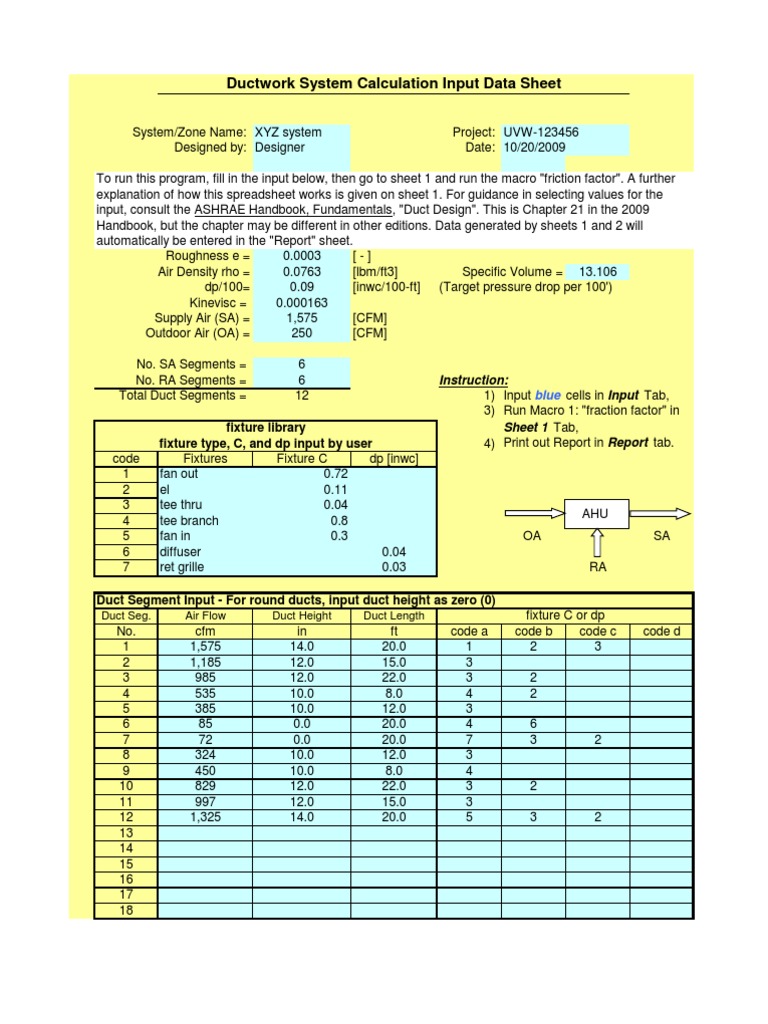 Lee Duct Size By Dp100 Rev3 PDF Duct Flow Mechanical Engineering
