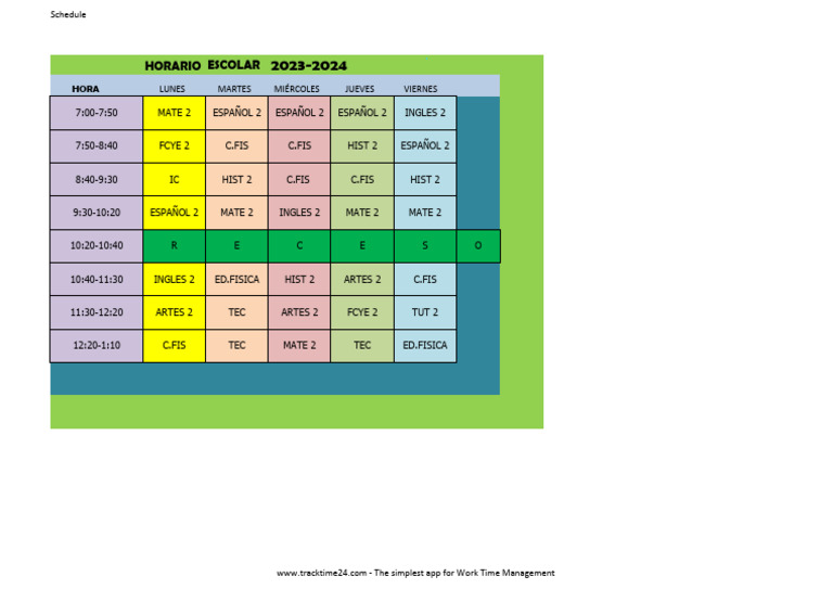 Horario Escolar Secundaria 2023-2024 | PDF