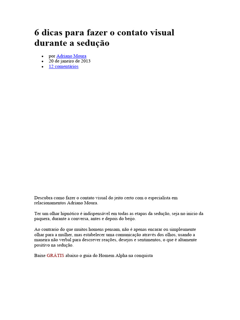 Dicas para Contato Visual na Sedução | PDF | Gatos | Autoestima