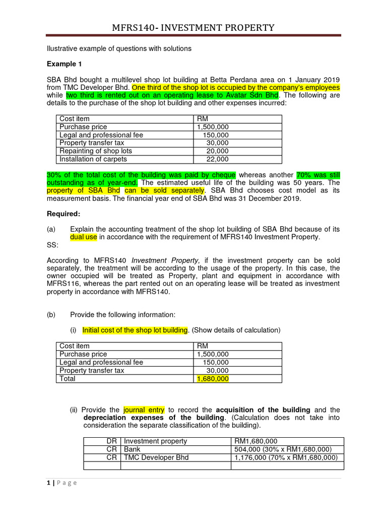 MFRS 140: Investment Property Accounting | PDF | Fair Value | Investing