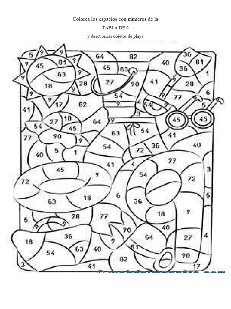 Colorea Tabla Del 9 PDF