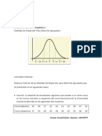 Unidad 5. Actividad 1. Entregable. Medidas de Dispersión para Datos No Agrupados.