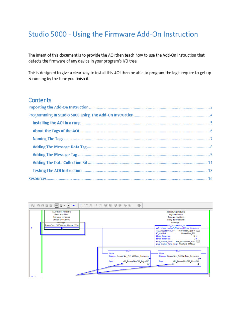 Using Firmware Detect AddOn Instruction in Studio 5000 PDF