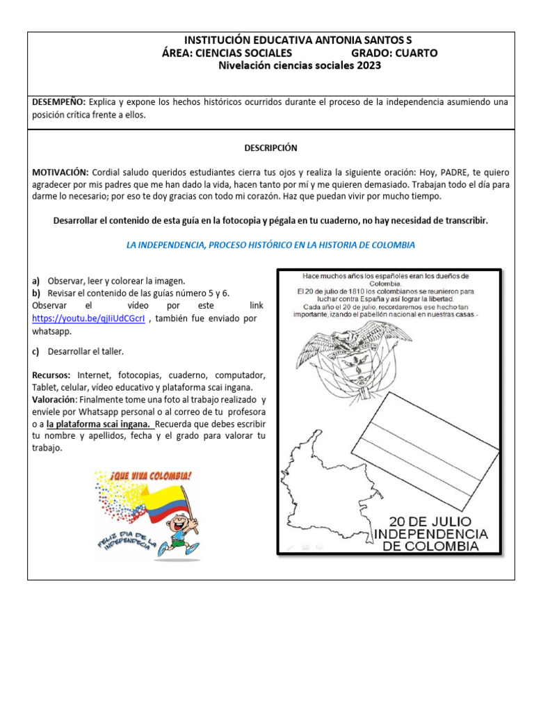 Nivelcion Ciencias Sociales Cuarto Grado | PDF | Colombia | Biodiversidad