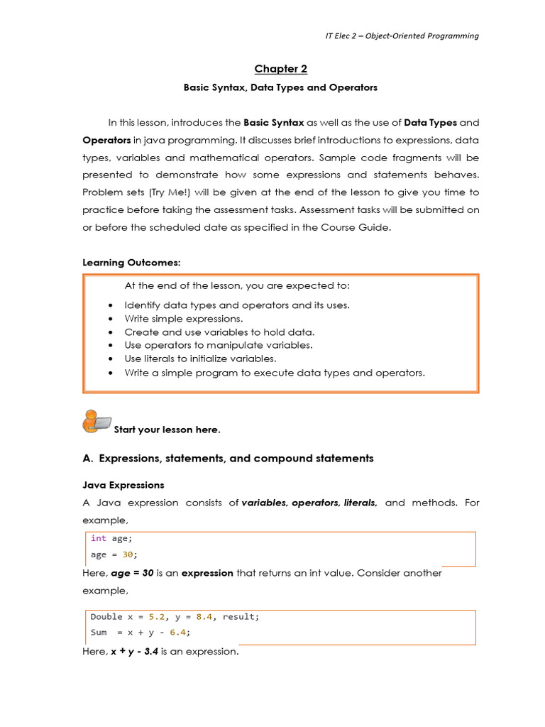 Module 2 pdf data type integer computer science 