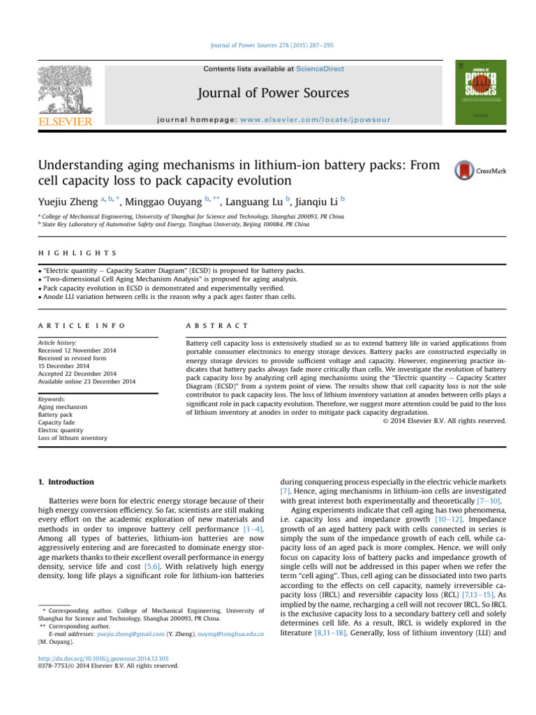 Lithium-Ion Battery Pack Aging Analysis | PDF | Lithium Ion Battery ...