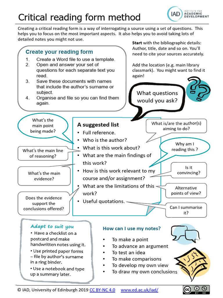Critical Reading Form Guide | PDF | Cognition | Cognitive Science