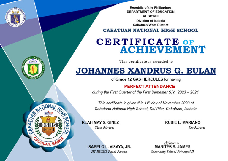 Perfect Attendance Cert PDF