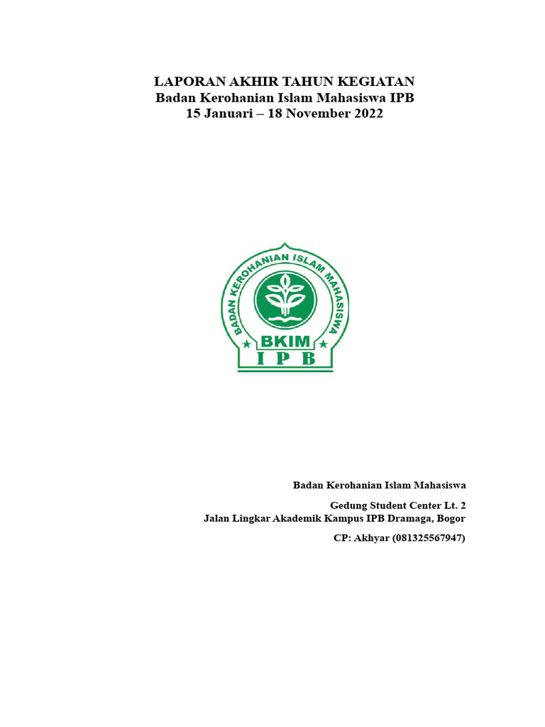 Laporan Kegiatan BKIM IPB 2022 | PDF