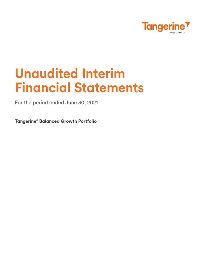 Tangerine Bank Schedule of Investments and Financial Positions. PDF