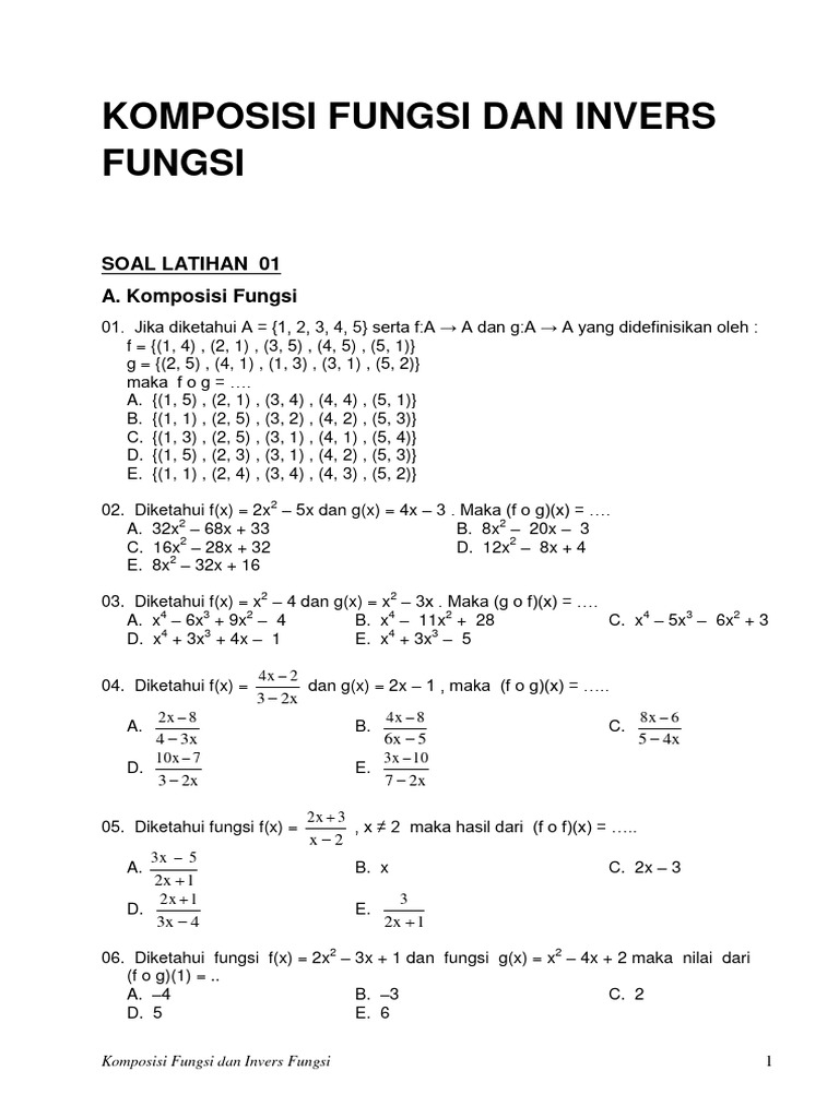 Komposisi dan Invers Fungsi Matematis | PDF