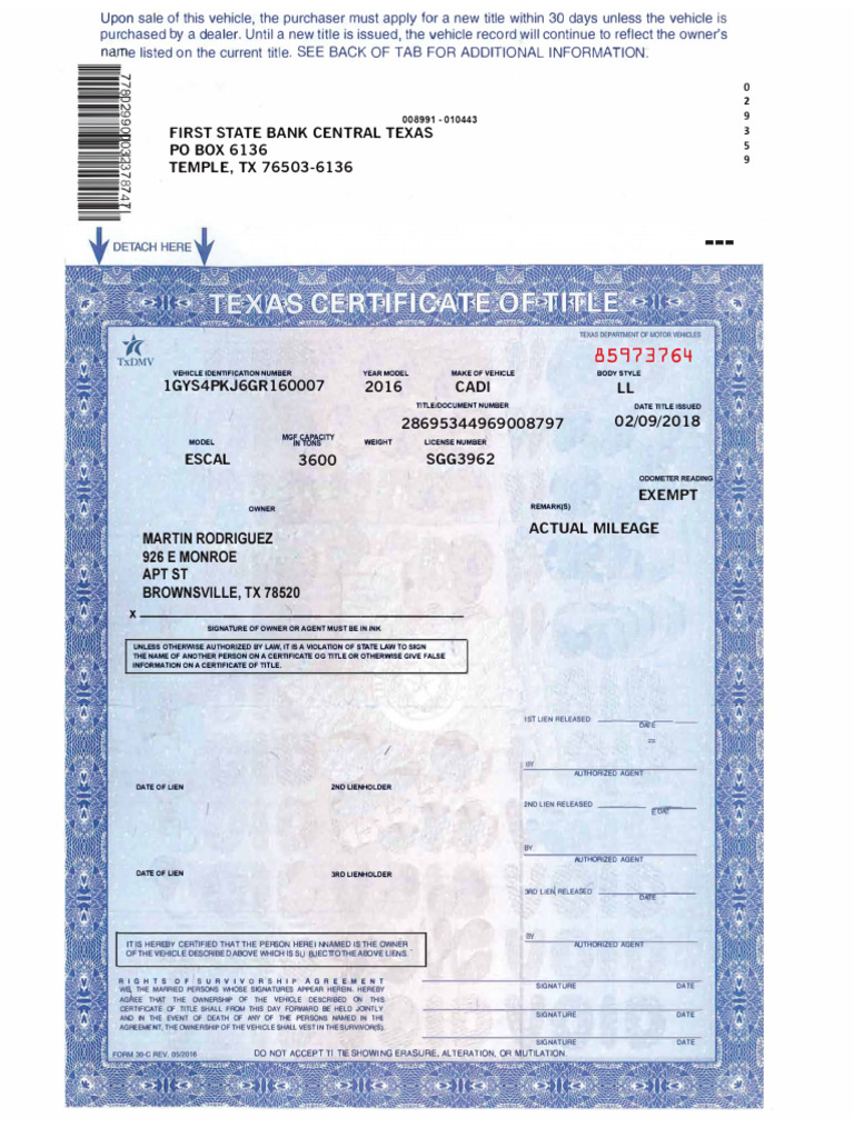 Texas Car Title Transfer Process | PDF
