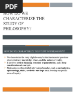 How Do We Characterize The Study of Philosophy - 1