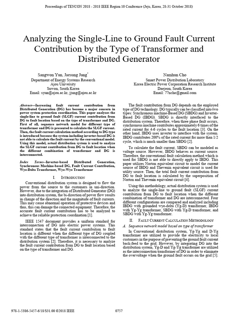 Analyzing The Single-Line To Ground Fault Current Contribution by The