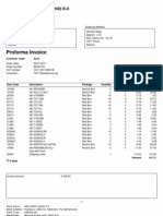 Proforma Invoice: Customer Code: AL01