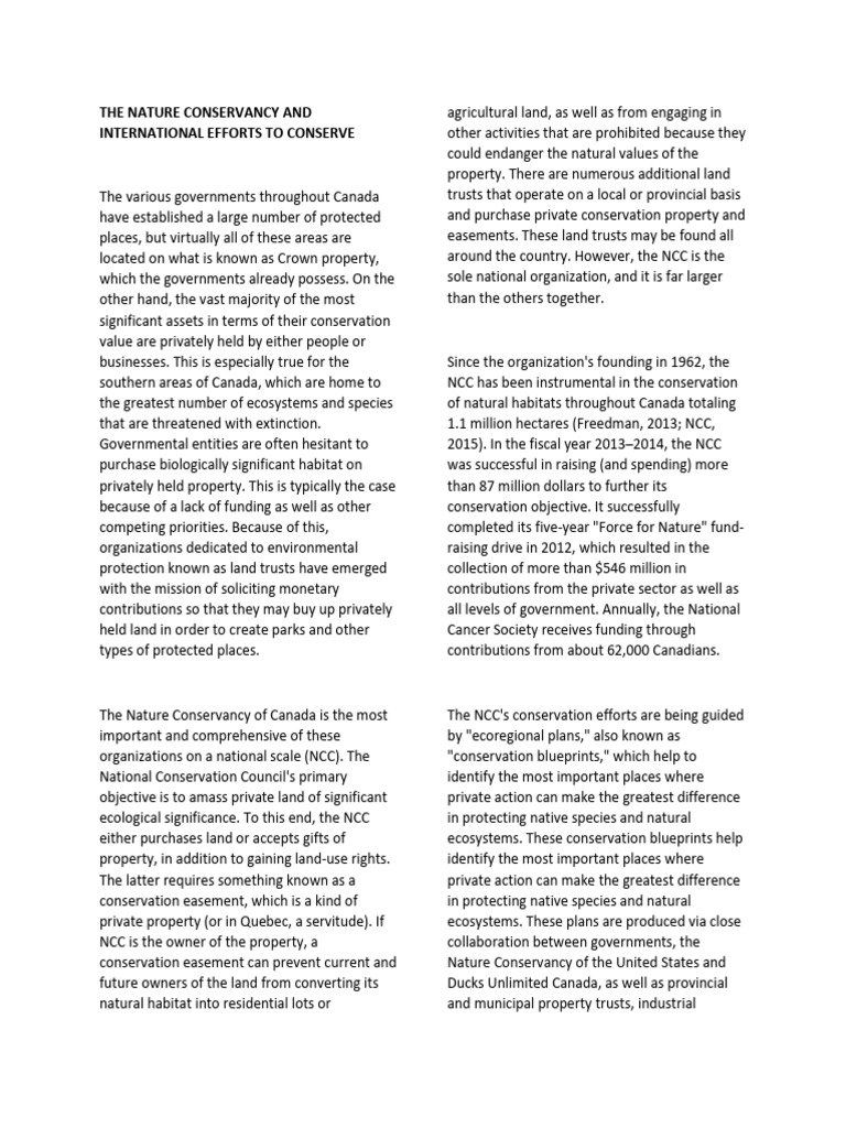 The Nature Conservancy and International Efforts To Conserve | PDF ...