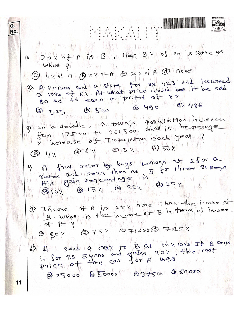 Aptitude Question (Test) | PDF