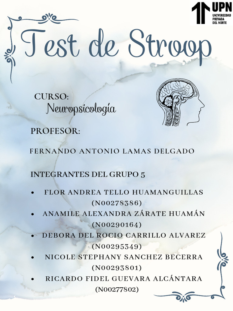 Resultados del Test de Stroop | PDF | Hemisferio cerebral | Lóbulo frontal