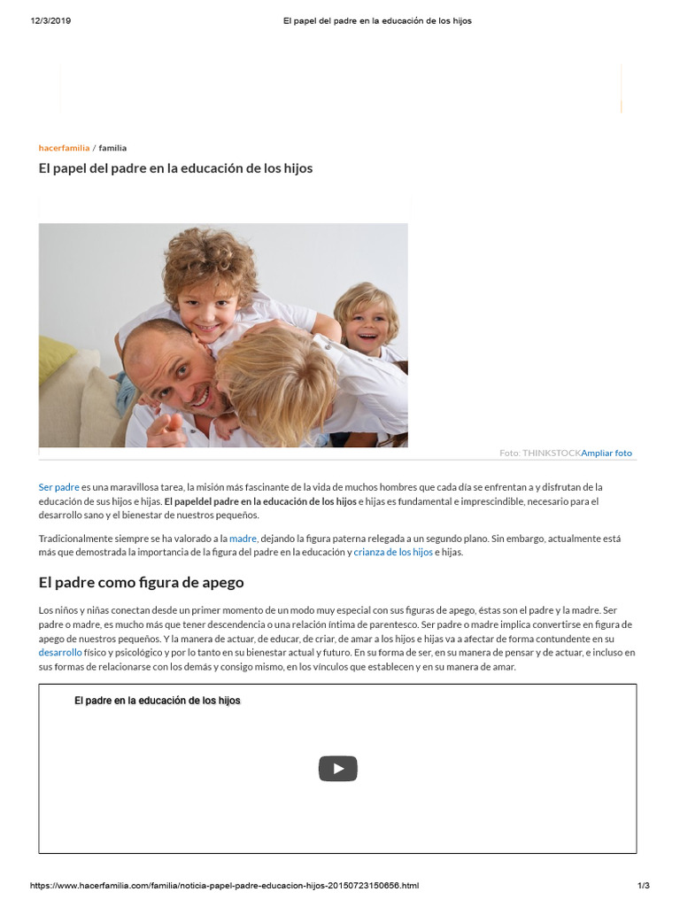 El papel del padre en la educación | PDF | Teoría de apego | Ciencias ...
