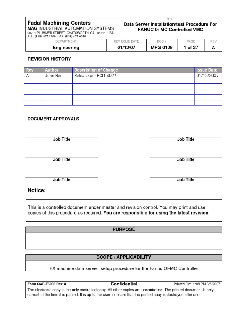 FANUC Data Server Setup Guide | PDF | Fax | Computer Network