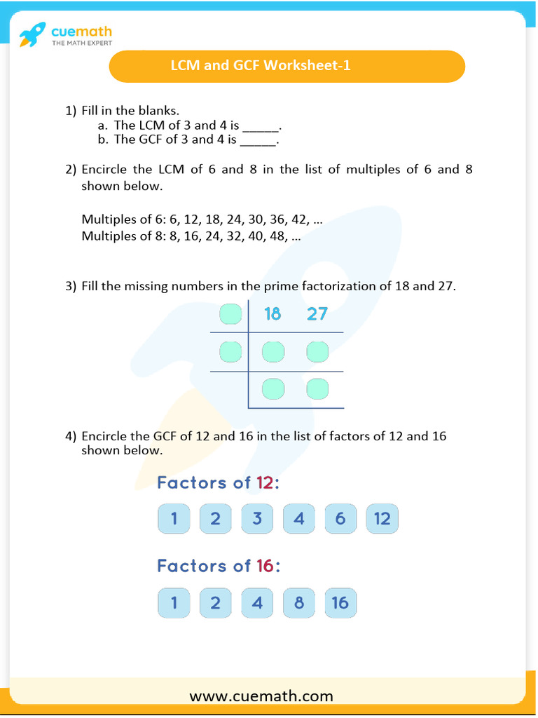 File LCM and GCF Worksheet 1 1625932316 | PDF