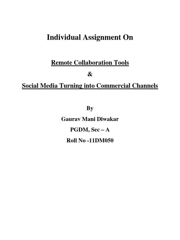 Individual Assignment On: Remote Collaboration Tools & Social Media ...