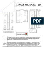 237 Linha: Parque São Paulo - Terminal Sul: Domingos E Feriados Segunda A Sexta Sábados