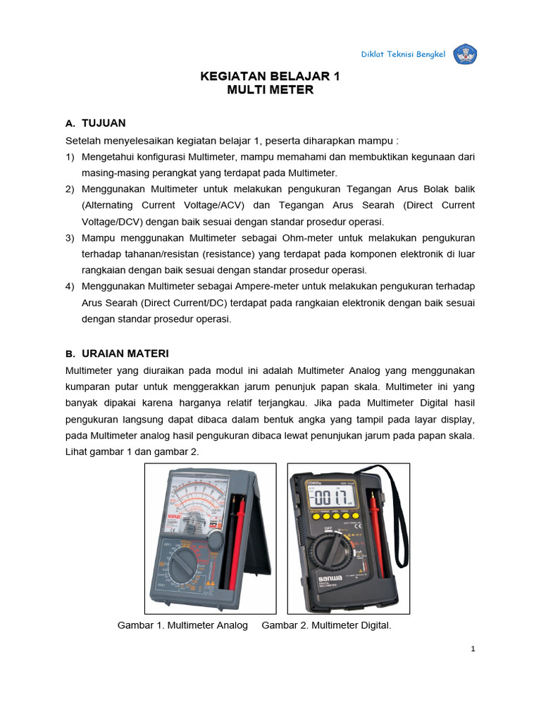 Cara Menggunakan Multimeter dengan Benar | PDF