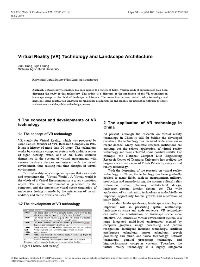 Virtual Reality VR Technology and Landscape Archit | PDF | Virtual ...