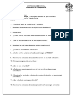 Cuestionario Ámbitos de Aplicación de La Psicologia