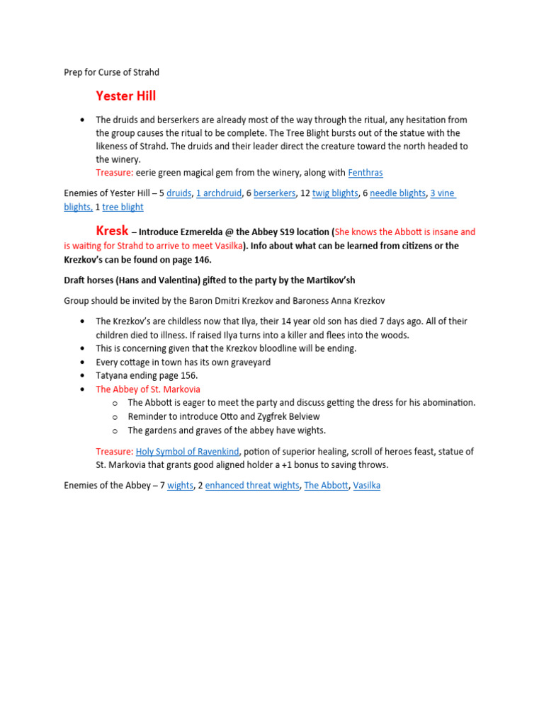 Curse of Strahd Notes | PDF