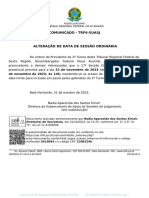 COMUNICADO ALTERACAO DE DATA DE SESSAO 2a TURMA 2