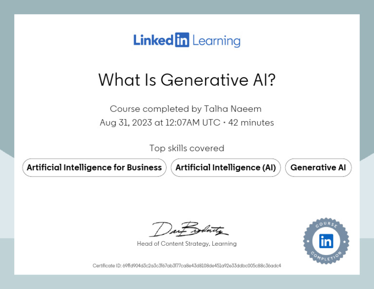 Certificateofcompletion What Is Generative Ai Pdf