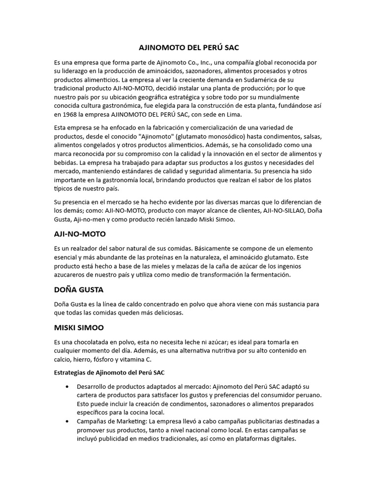 AJINOMOTO | PDF | Alimentos | Ácido glutamico