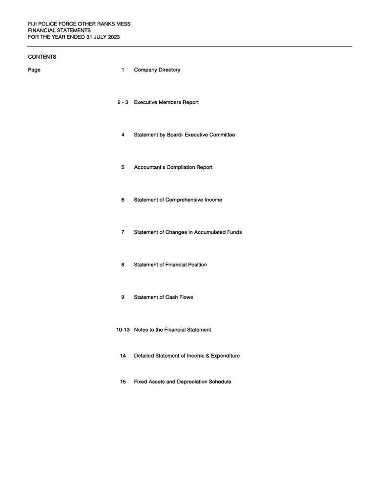 Fiji Police Other Ranks Mess Financials | PDF | Historical Cost | Cost