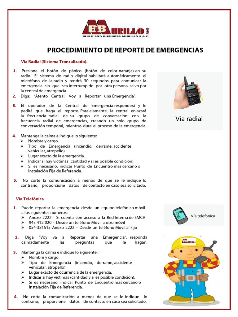 Procedimiento para Reportar Emergencias | PDF