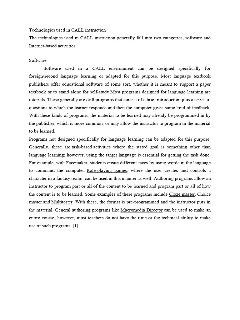 Technologies Used in CALL Instruction PDF