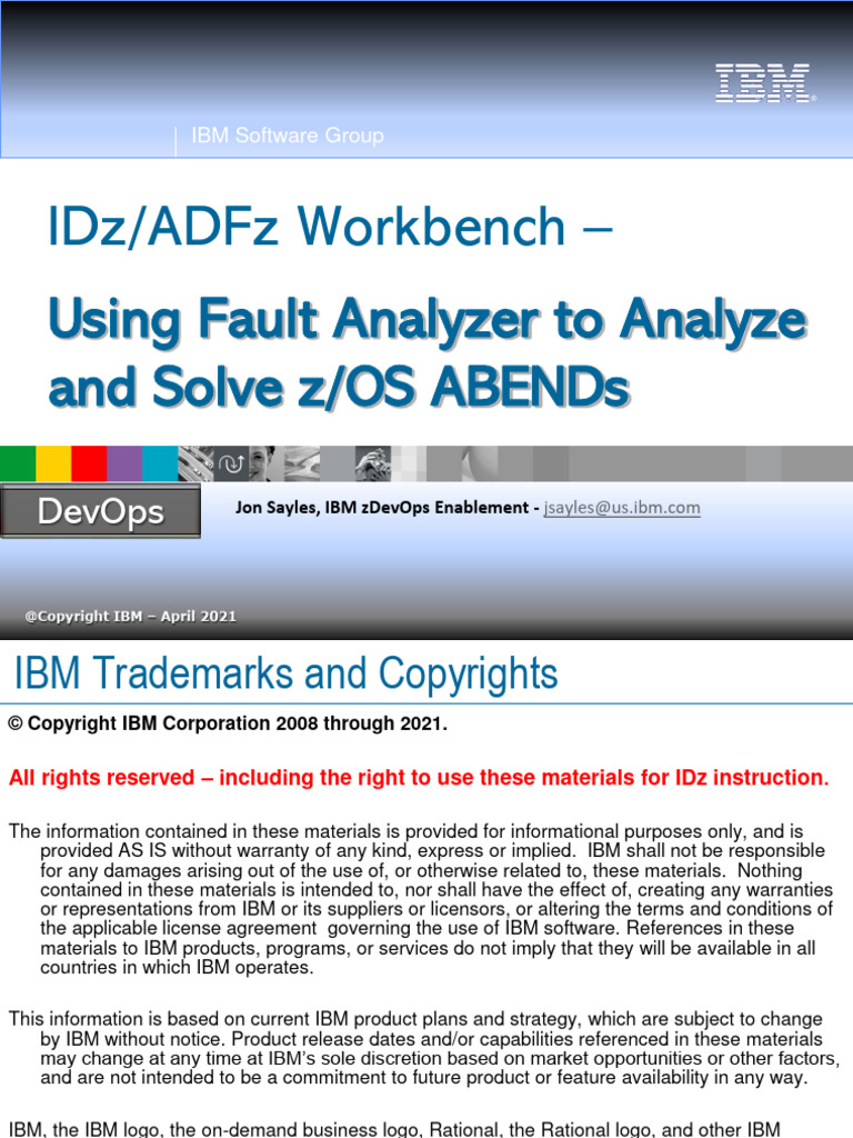 IDz Workbench - Fault Analyzer | PDF | Programming | Computer Program