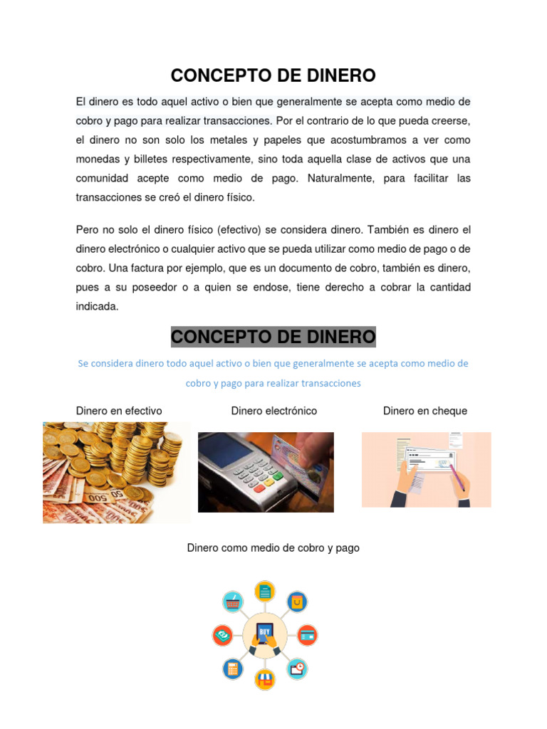 Concepto de Dinero | PDF | Dinero | Efectivo
