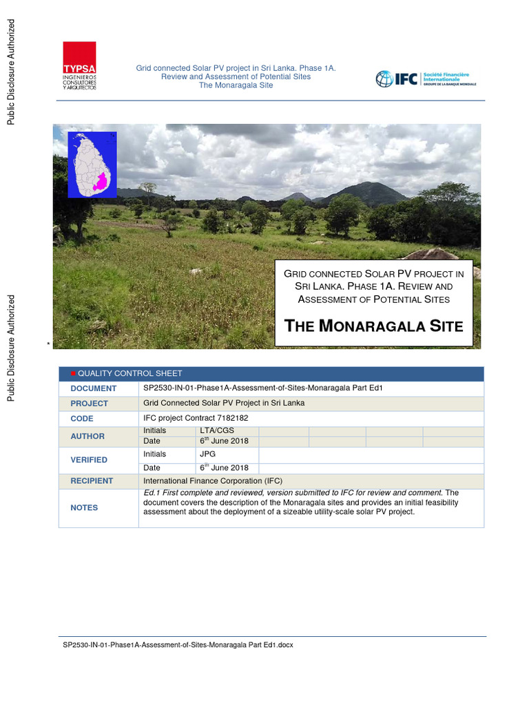 Grid Connected Solar PV Project in Sri Lanka Phase 1A Review and ...