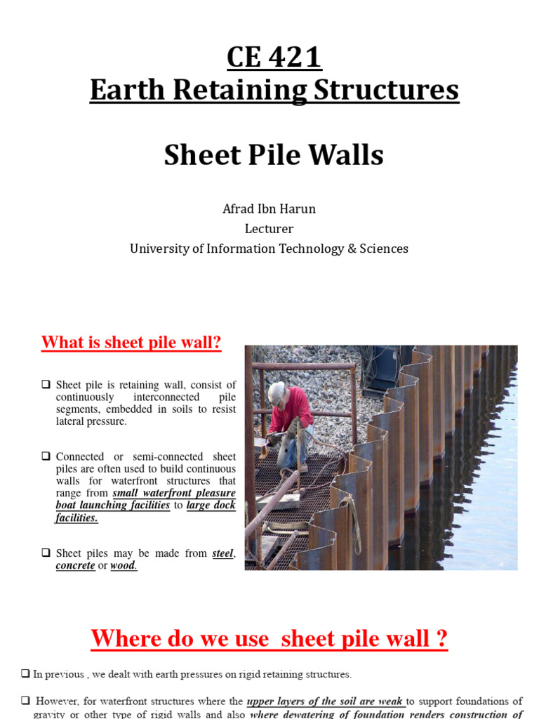 Sheet Pile Wall | Download Free PDF | Deep Foundation | Civil Engineering
