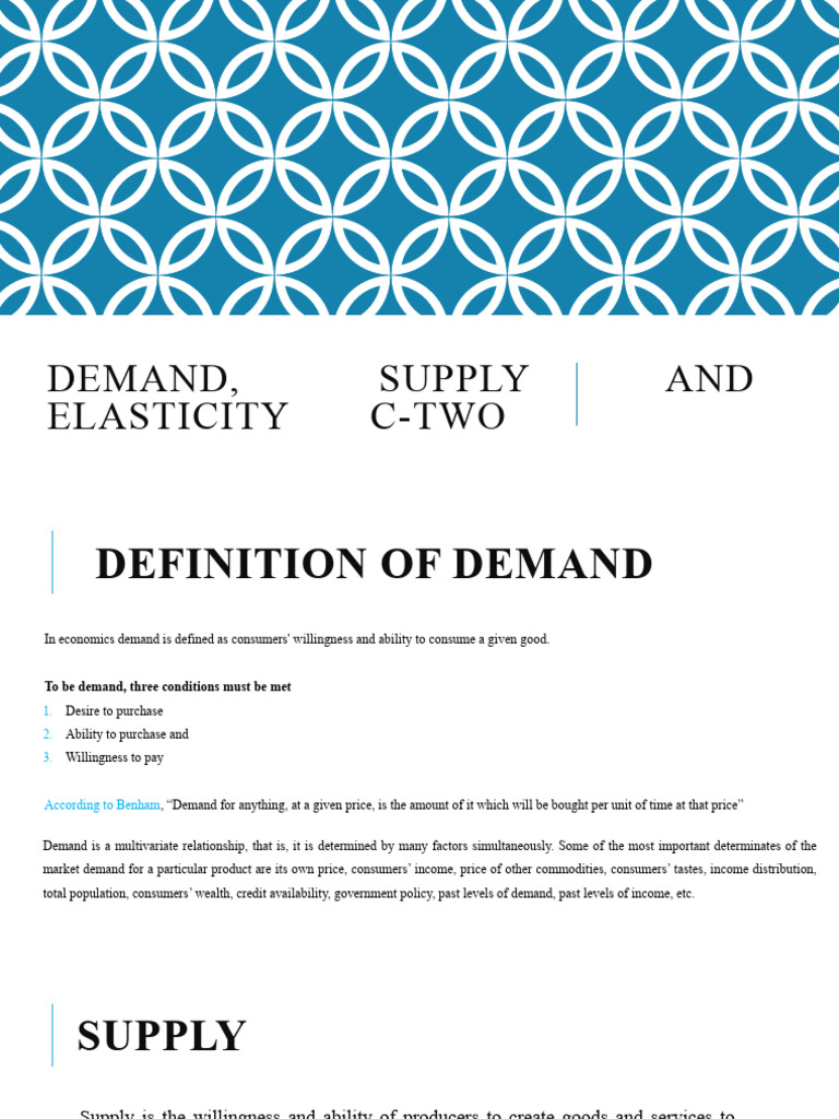 Demand, Supply and Elasticity | PDF | Elasticity (Economics) | Demand