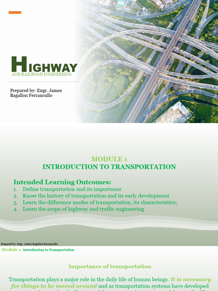 Highway and railroad engineering lecture pdf transport road
