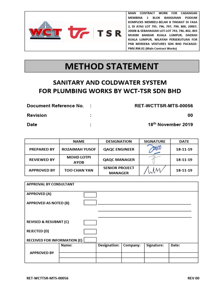 RETWCTTSRMTS00056 Sanitary and Coldwater System PDF Personal Protective Equipment Pipe
