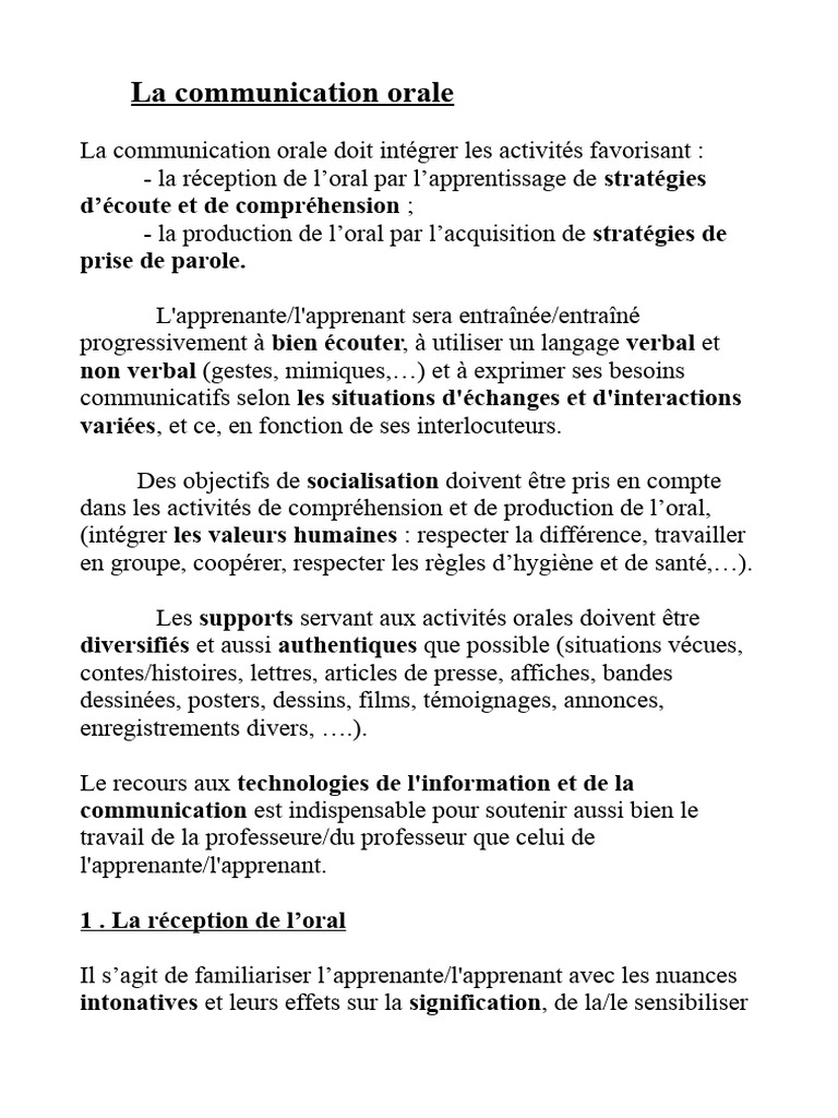 Stratégies de Communication Orale | PDF | la communication | Sciences ...